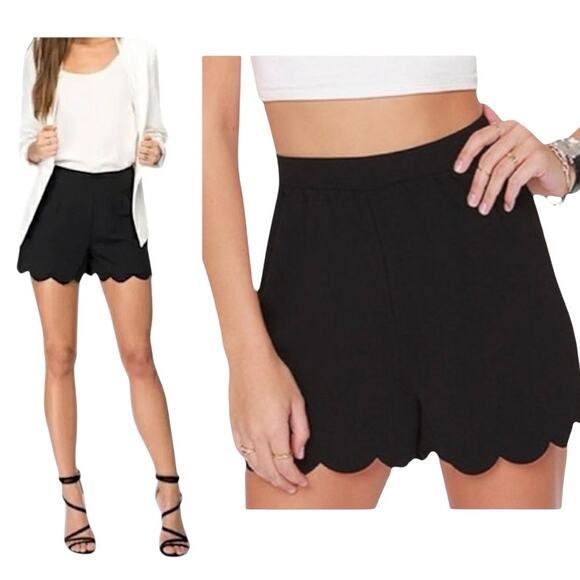 Women’s extra small Black shorts with scallop hem - Picture 1 of 6
